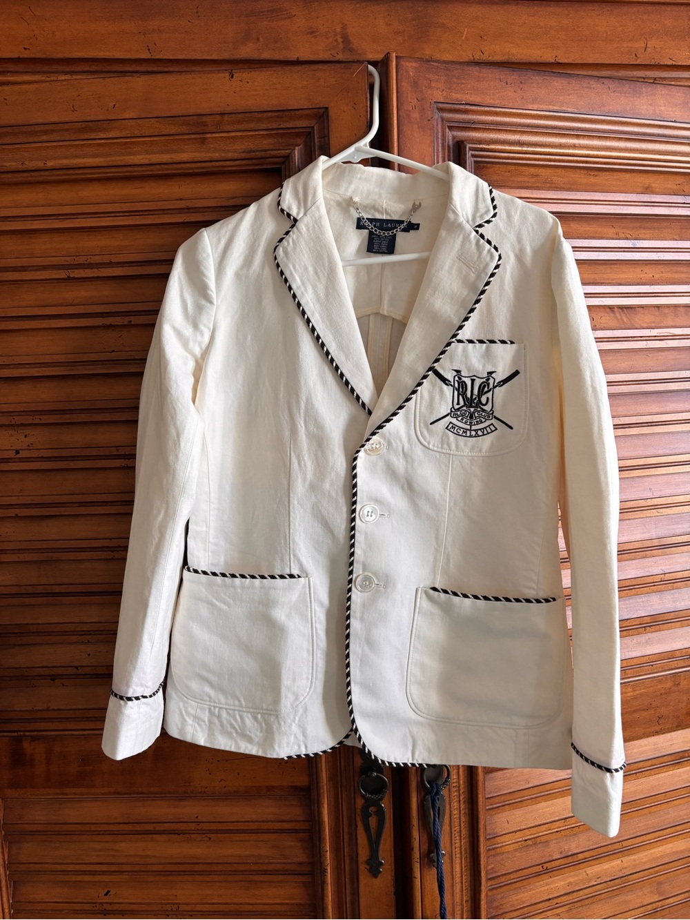 Ralph Lauren Cream Linen-Cotton Jacket with Navy Label